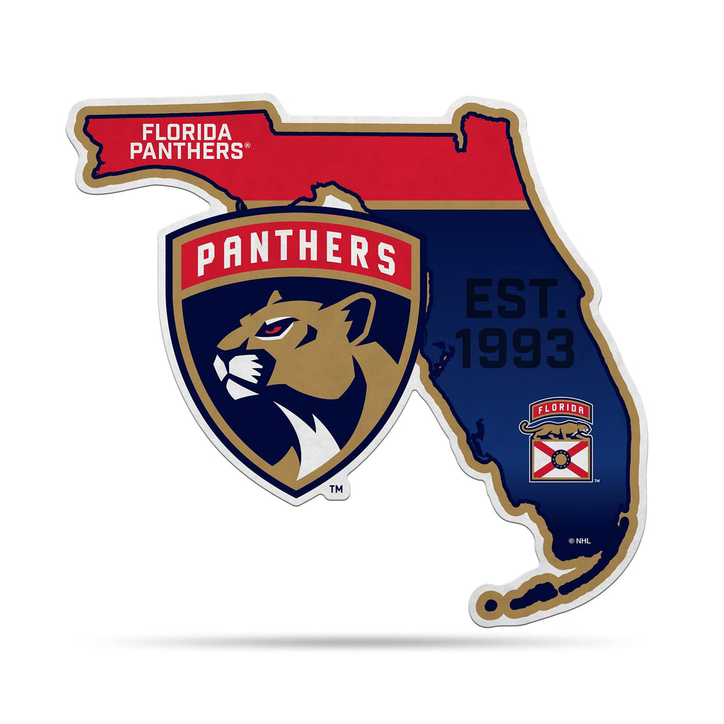 Rico Industries Nhl Florida Panthers State Shape Shape Cut Pennant - Home And Living Room D  Cor - Soft Felt Ez To Hang, 18X0.10