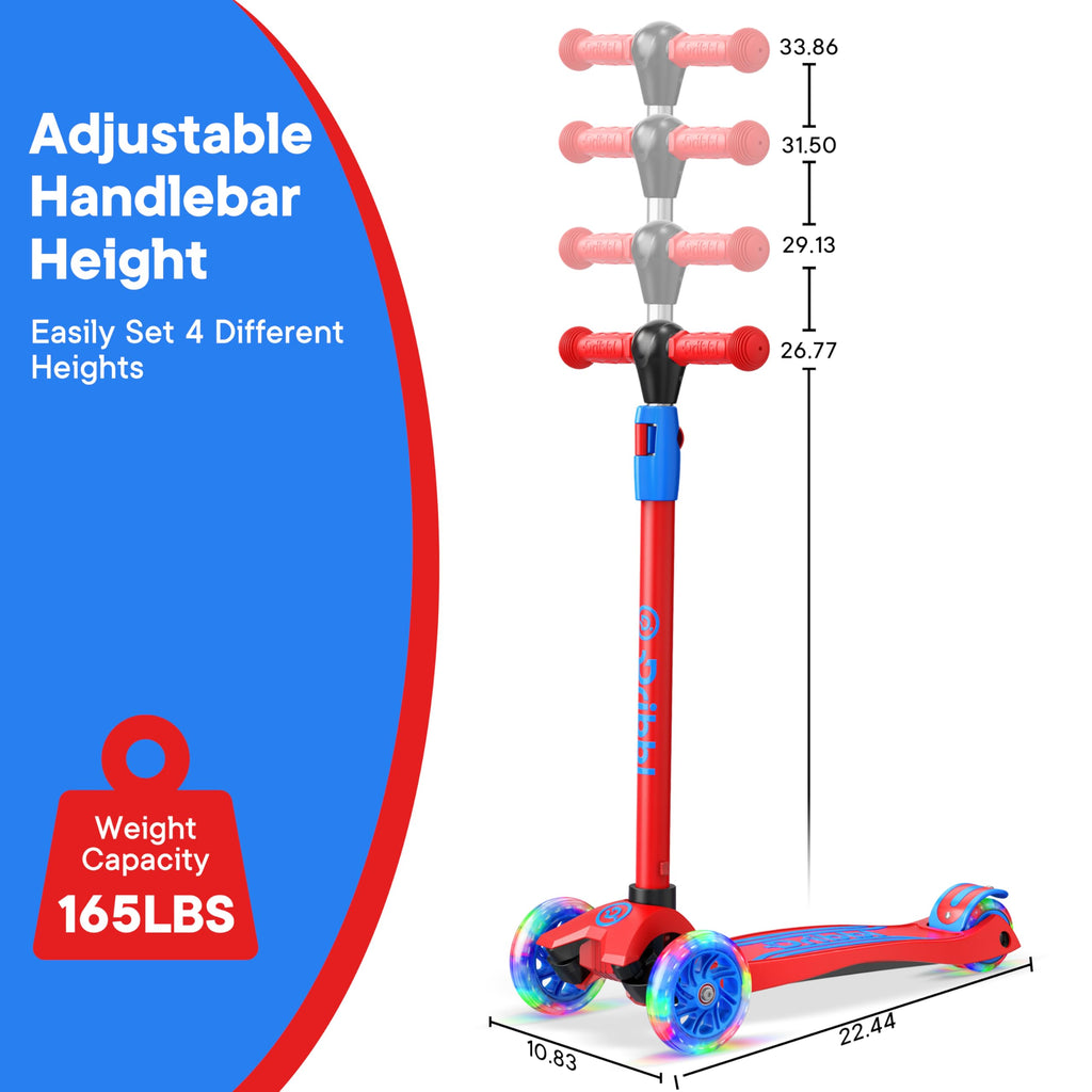Dribbl 3-Wheel Kids Scooter - Lean-to-Steer Technology, Adjustable Height Handlebar, Anti-Slip Deck, Scooter for Boys & Girls Ag