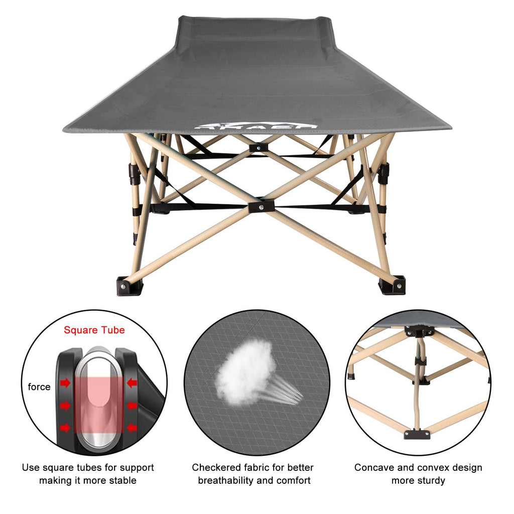 Camping Cot, 450Lbs(Max Load), Portable Folding Outdoor Bed With Carry Bag For Adults Kids, Heavy Duty Cot For Traveling Gear Su