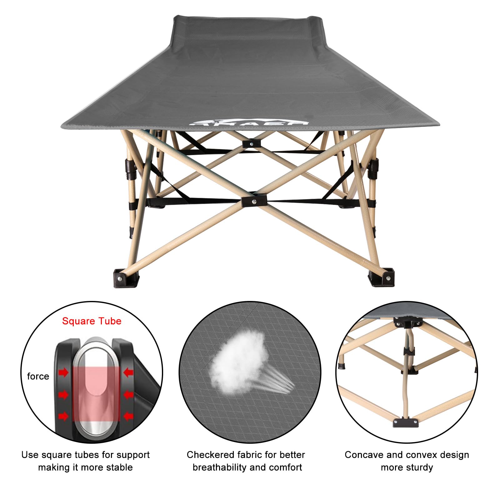 Camping Cot, 450Lbs(Max Load), Portable Folding Outdoor Bed With Carry Bag For Adults Kids, Heavy Duty Cot For Traveling Gear Su