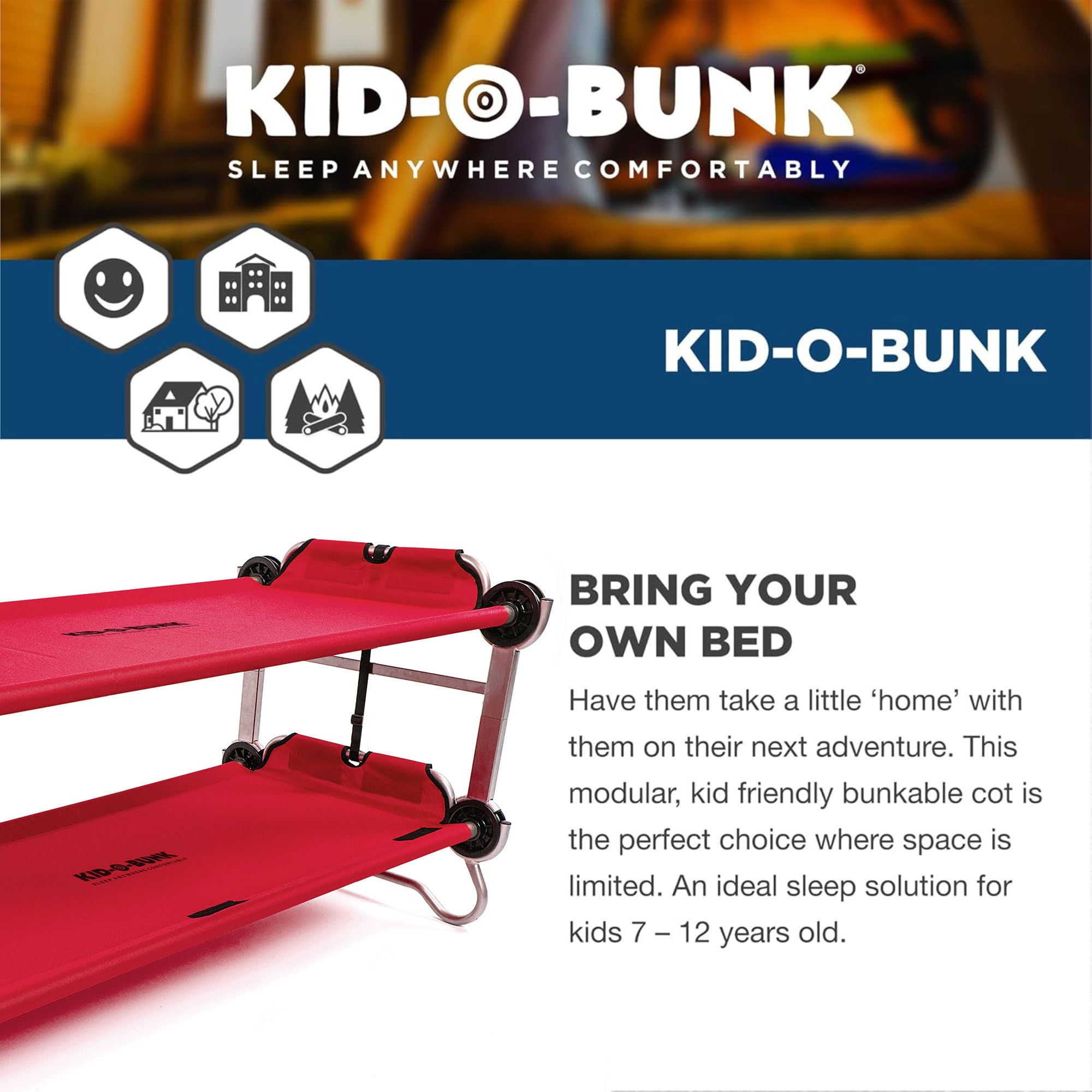 Kid-O-Bunk With 2 Side Organizers, Red