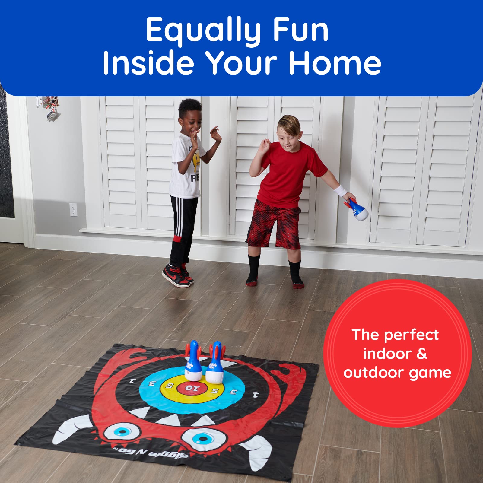 Giggle N Go Outdoor Games For Kids, Adults & Family - The Original Flarts Floor And Yard Darts Game With Inflatable Pins, Lawn P