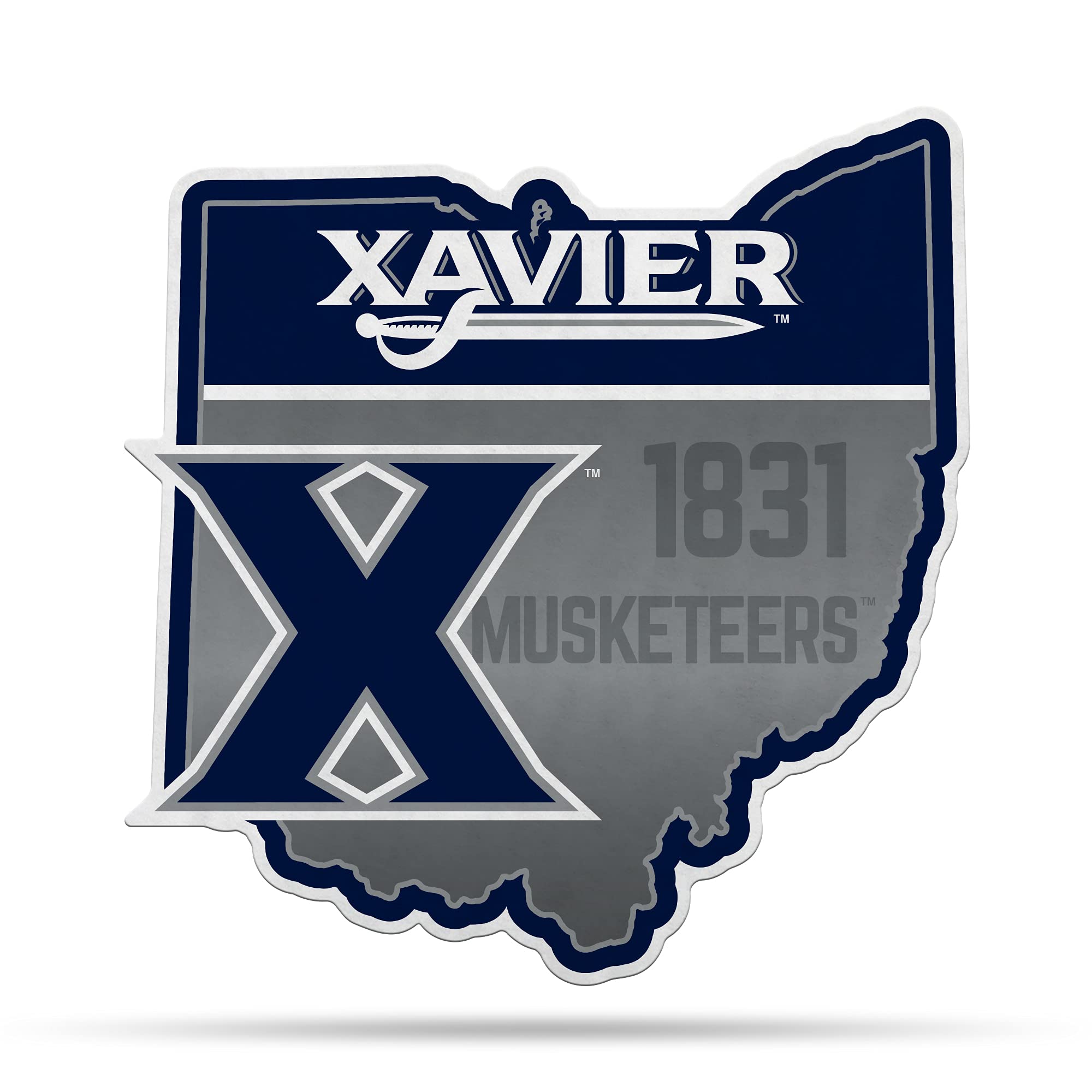 Rico Industries Ncaa Xavier Musketeers State Shape Shape Cut Pennant - Home And Living Room D  Cor - Soft Felt Ez To Hang