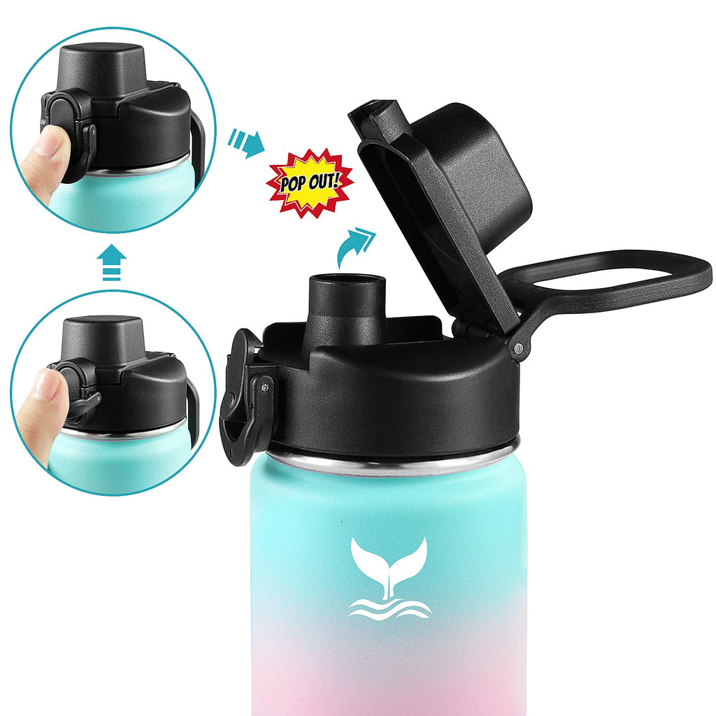 Vmini Push-Button Flip Lid, Compatible With Hydro Flask Wide Mouth Water Bottle, Wide And Rotating Handle, Easy To Carry - Leak-