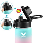 Vmini Push-Button Flip Lid, Compatible With Hydro Flask Wide Mouth Water Bottle, Wide And Rotating Handle, Easy To Carry - Leak-