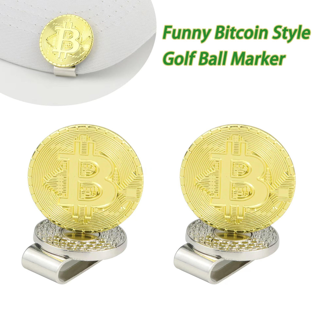 Lefeng 2Pcs Bitcoin Golf Ball Marker With Magnetic Hat Clips - Golf Accessories And Gift Ideas For Men And Women Golfer - Remova