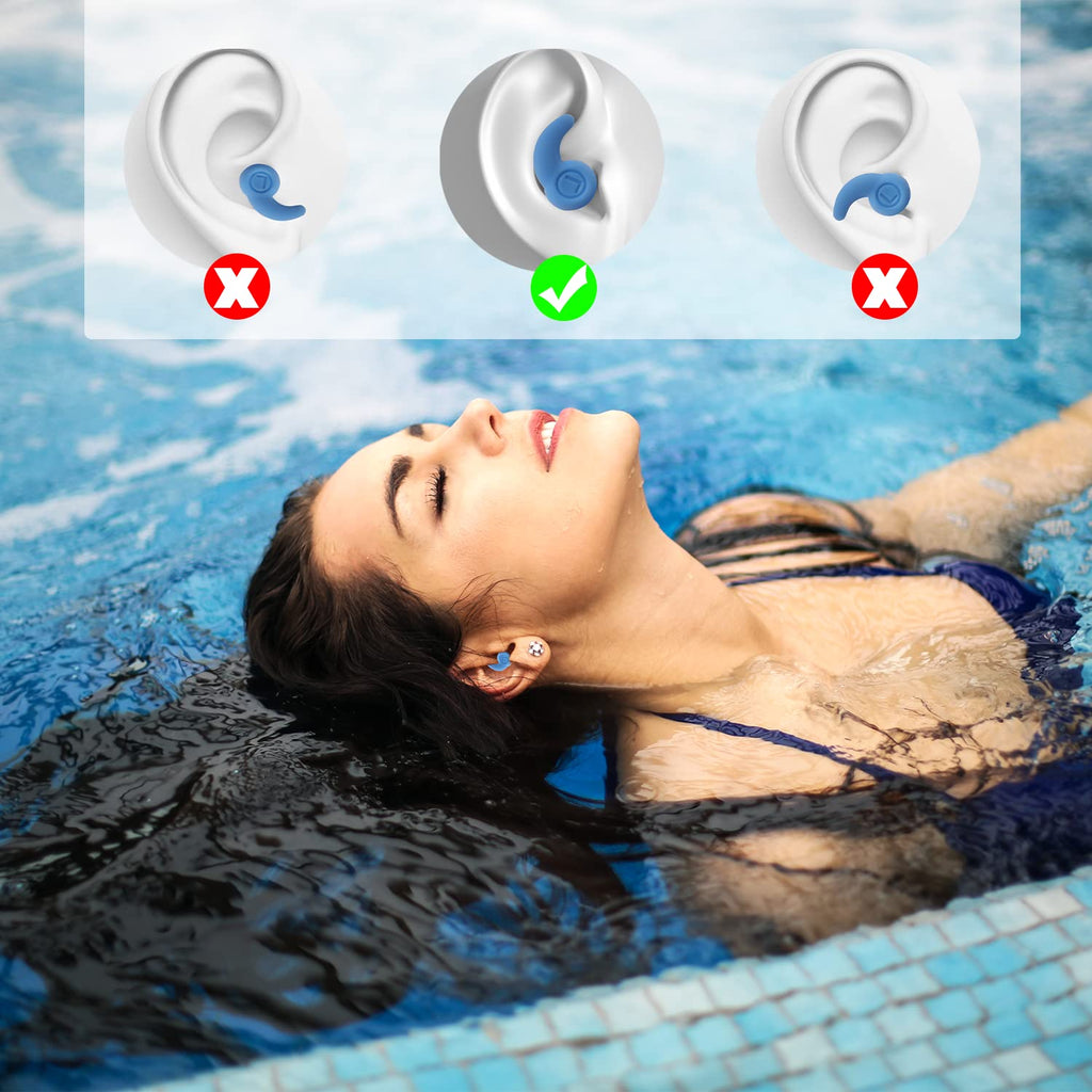 Waterproof Swimming Ear Plugs For Adults, 3 Pairs Reusable Silicone Swimmer Earplugs, Ear Protection For Showering Swimming Bath