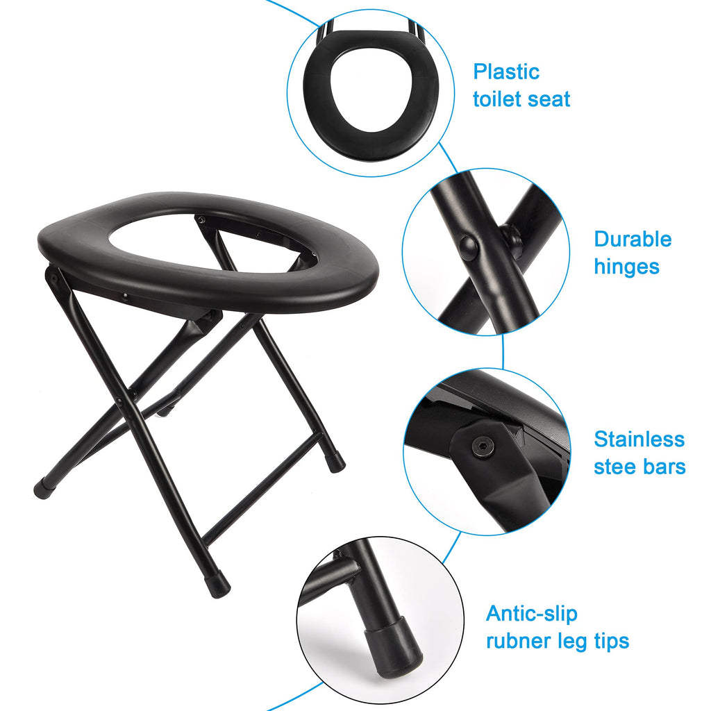Hxsemayig Portable Toilet Seat, Stainless Steel Emergency Toilet, Folds Camping Toilet Seat, Convenient For Camping, Travel & Em