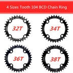 Boao Chainring 104 Bcd 32T 34T 36T 38T Narrow Wide Single Chain Ring With 4 Pieces Sprocket Bolts For Road Bikes, Mountain Bikes