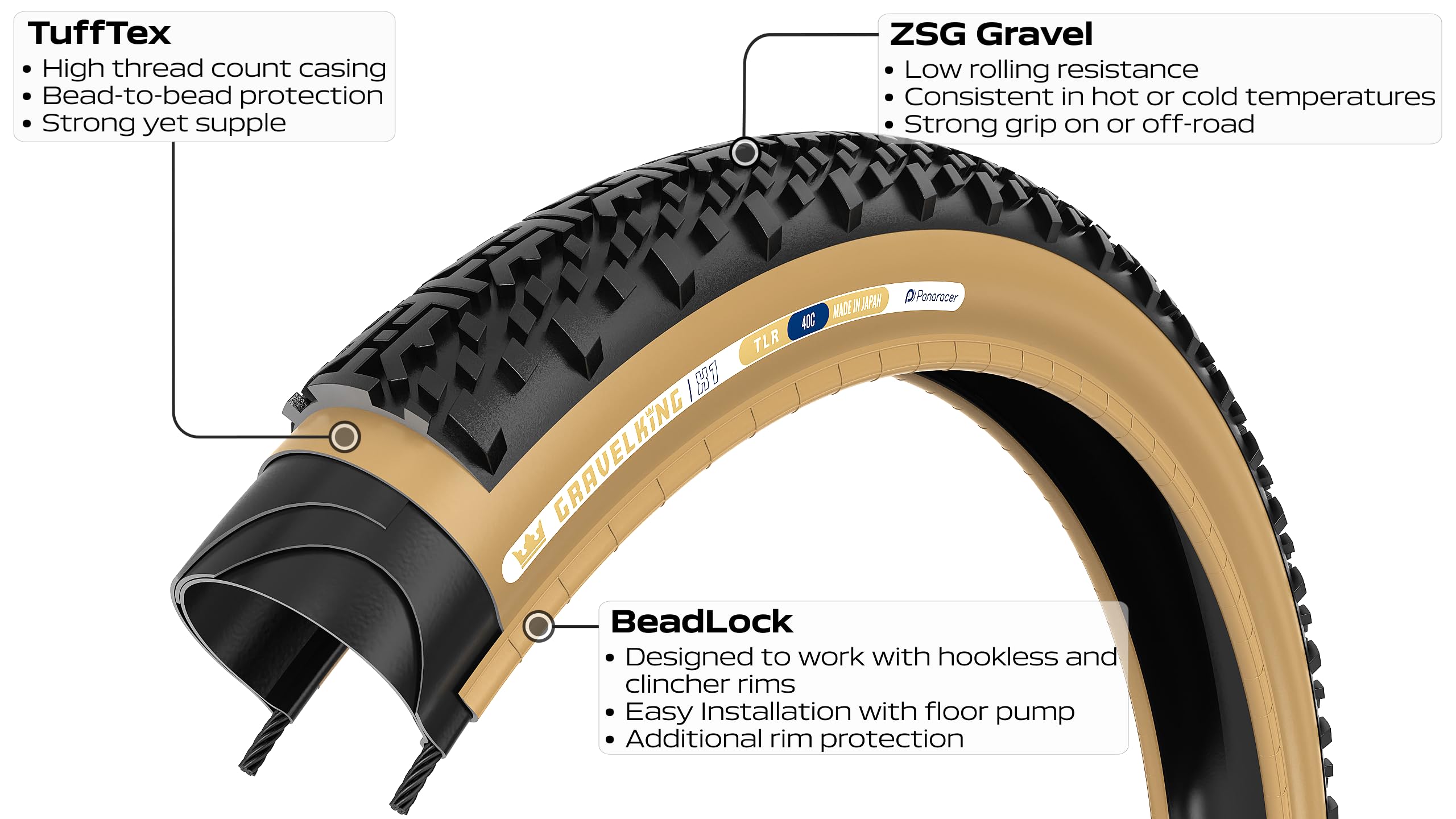 Panaracer Gravelking X1 Tlr Tubeless - Folding Gravel Bike Tyre, 700C X 35 | Zsg Compound & Beadlock | Fast-Rolling, Mud-Sheddin