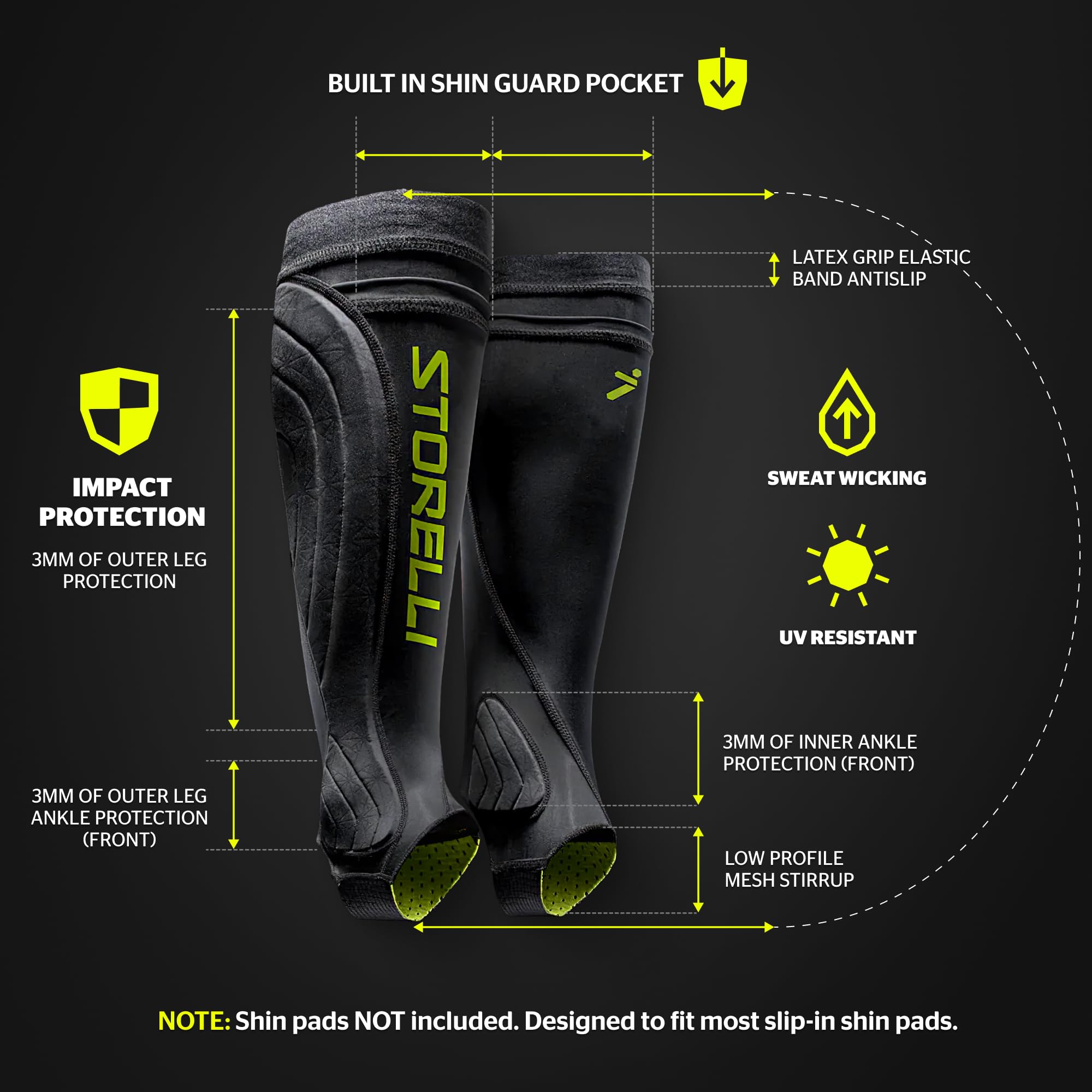 Storelli Bodyshield Leg Guards  Protective Soccer Shin Guard Holders  Enhanced Lower Leg And Ankle Protection Youth Small  Black