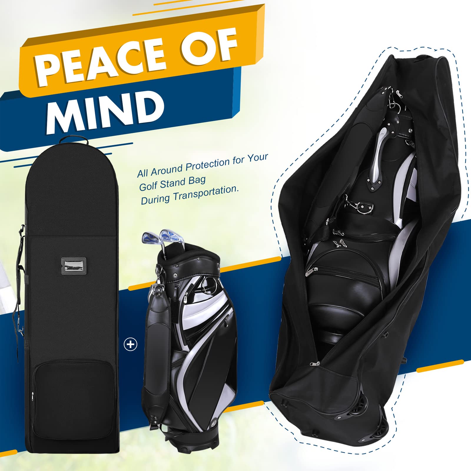 Darekuku Golf Travel Covers For Airlines With Detachable Shoulder Straps, Soft Foldable Golf Club Travel Bags, 900D Heavy Duty O