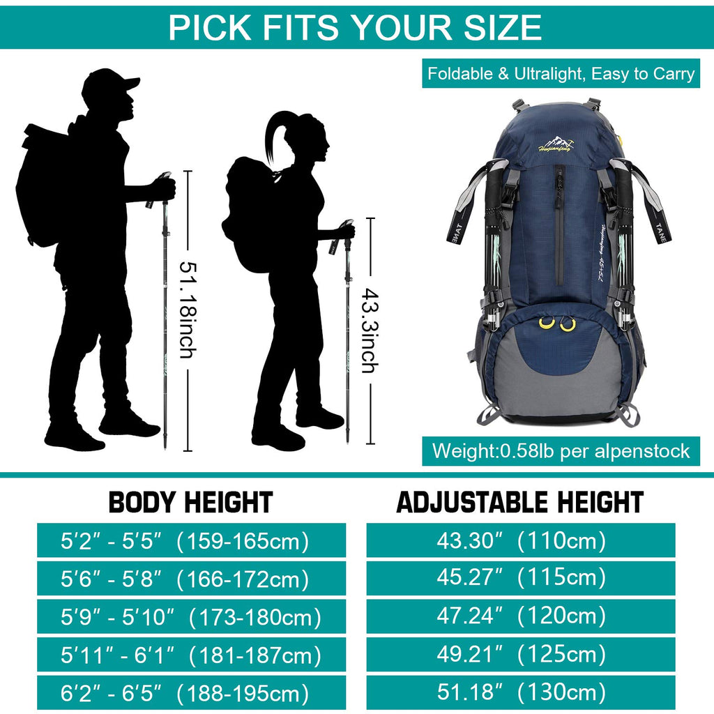 Esup Trekking Poles Collapsible For Hiking Aluminum Alloy 7075 Hiking Poles 2Pc Pack Adjustable Quick Lock For Hiking, Camping,