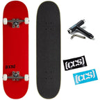 [Ccs] Logo Skateboard Complete Red 7.00'' - Maple Wood - Professional Grade - Fully Assembled With Skate Tool And Stickers - Adu