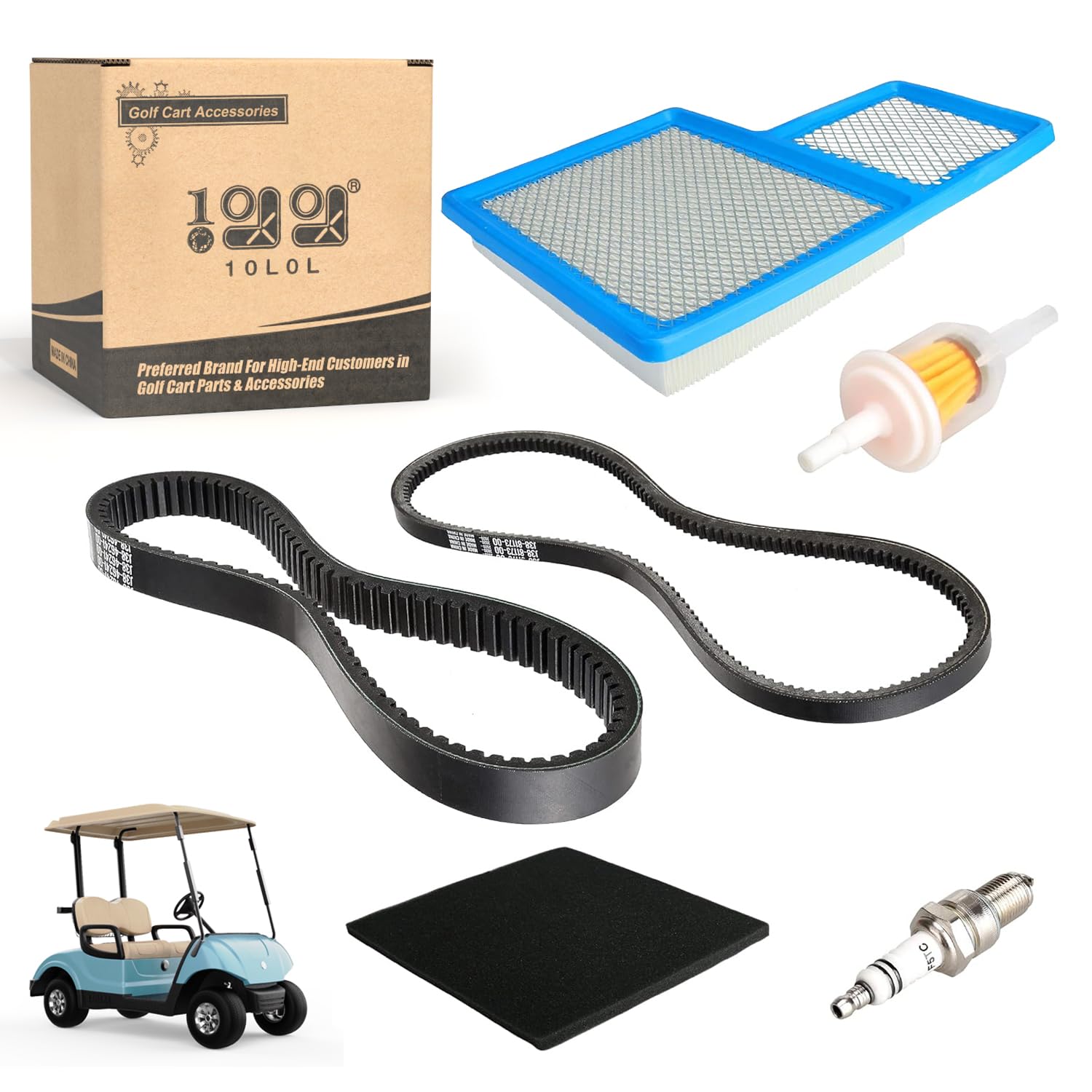 10L0L Golf Cart Tune Up Kit with Starter Generator Belt & Drive Belt for Yamaha 1996-up G16 G19 G22 & 2012-up G29 Gas Model W/ 4