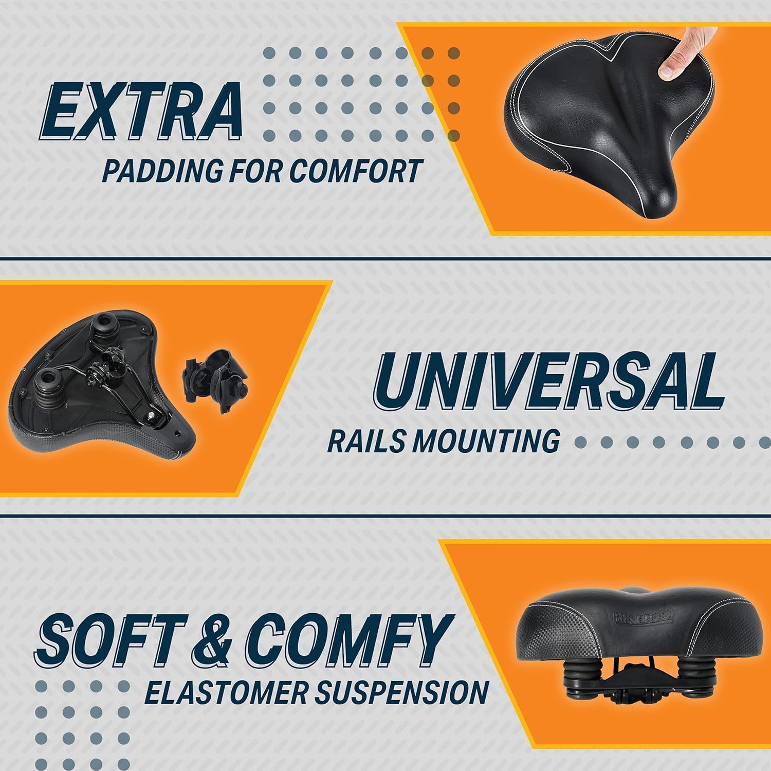 Bikeroo Oversized Bike Seat - Peloton Seat Cushion - Bicycle Saddle Replacement - Wide Cushioned Comfortable Seat For Men & Wome