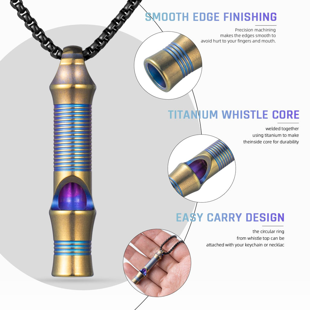 Tisur Titanium Emergency Whistle,Edc Safety Whistles Necklace Loud Up To 120Db,Survival Whistles For Survival,Hiking,Camping,Pet