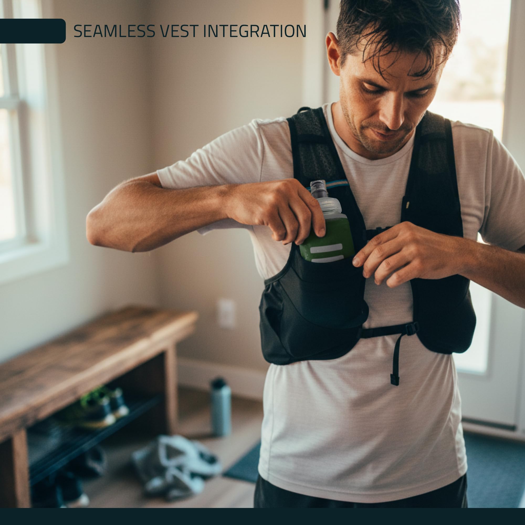 Soft Flask - 8.5 oz (250 ml) - Shrink As You Drink Pocket Soft Water Bottle for Hydration Pack/Running Vest - Folding Water Bott