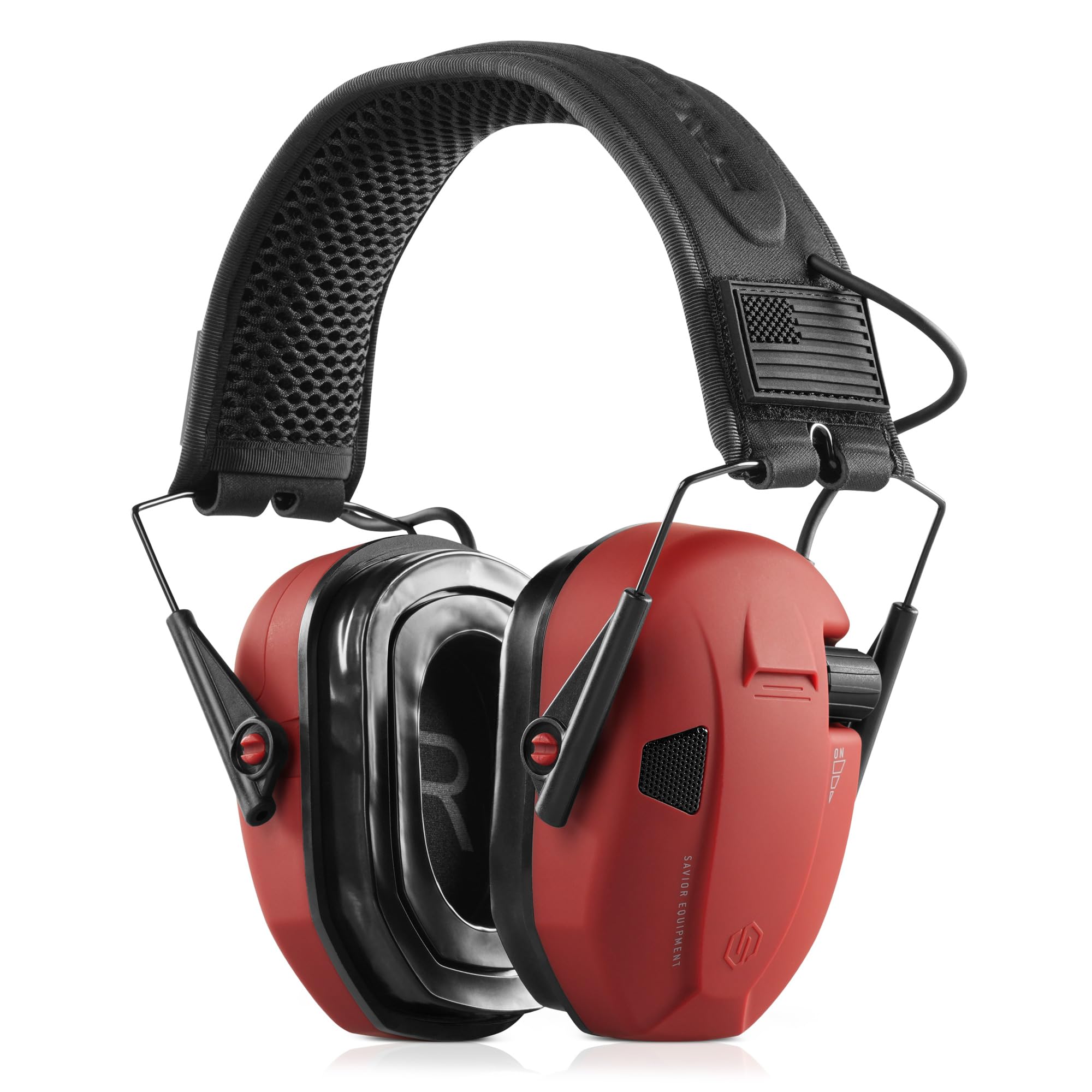 Savior Equipment Apollo Electronic Earmuffs Ear Protection For Shooting w/Soft Gel Ear Pads & Padded Headband, Red