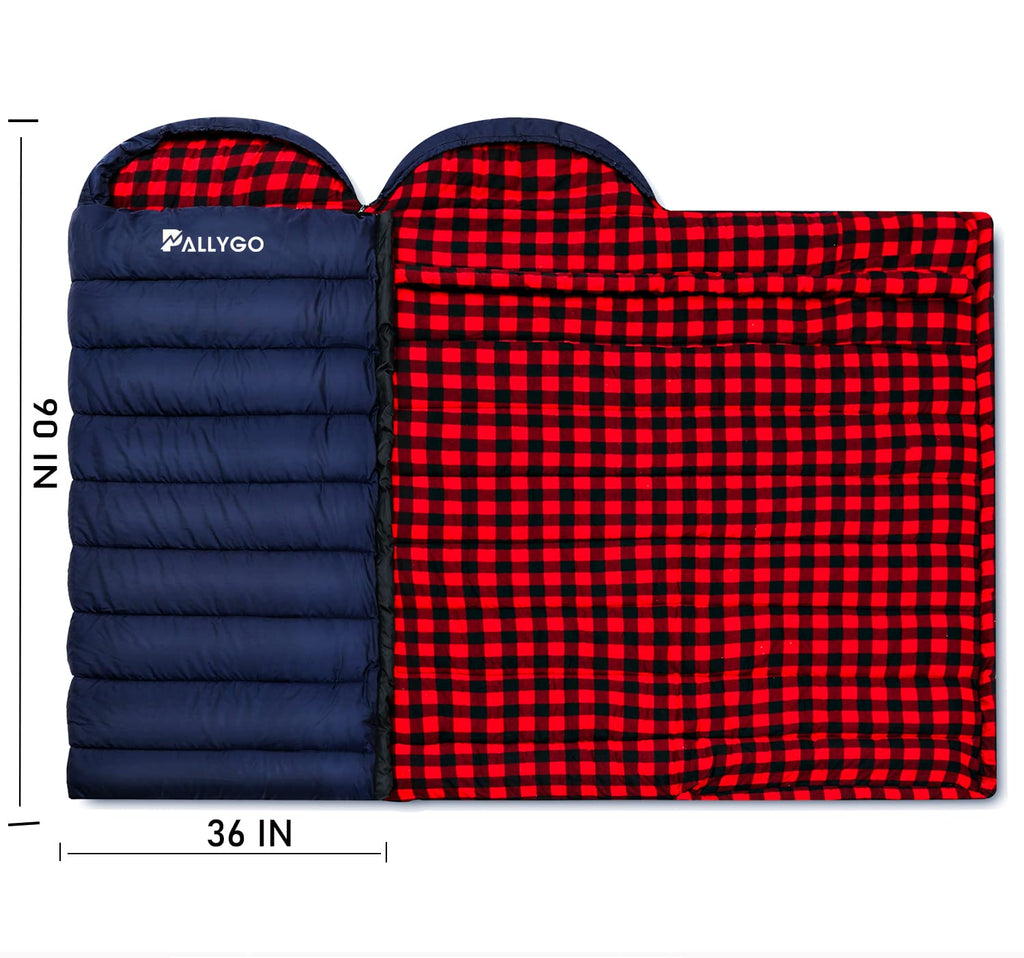 Pallygo 0 Degree Sleeping Bag Cotton Flannel Sleeping Bags For Adults Cold Weather Camping Winter Zero Degree Warm Weather Big A