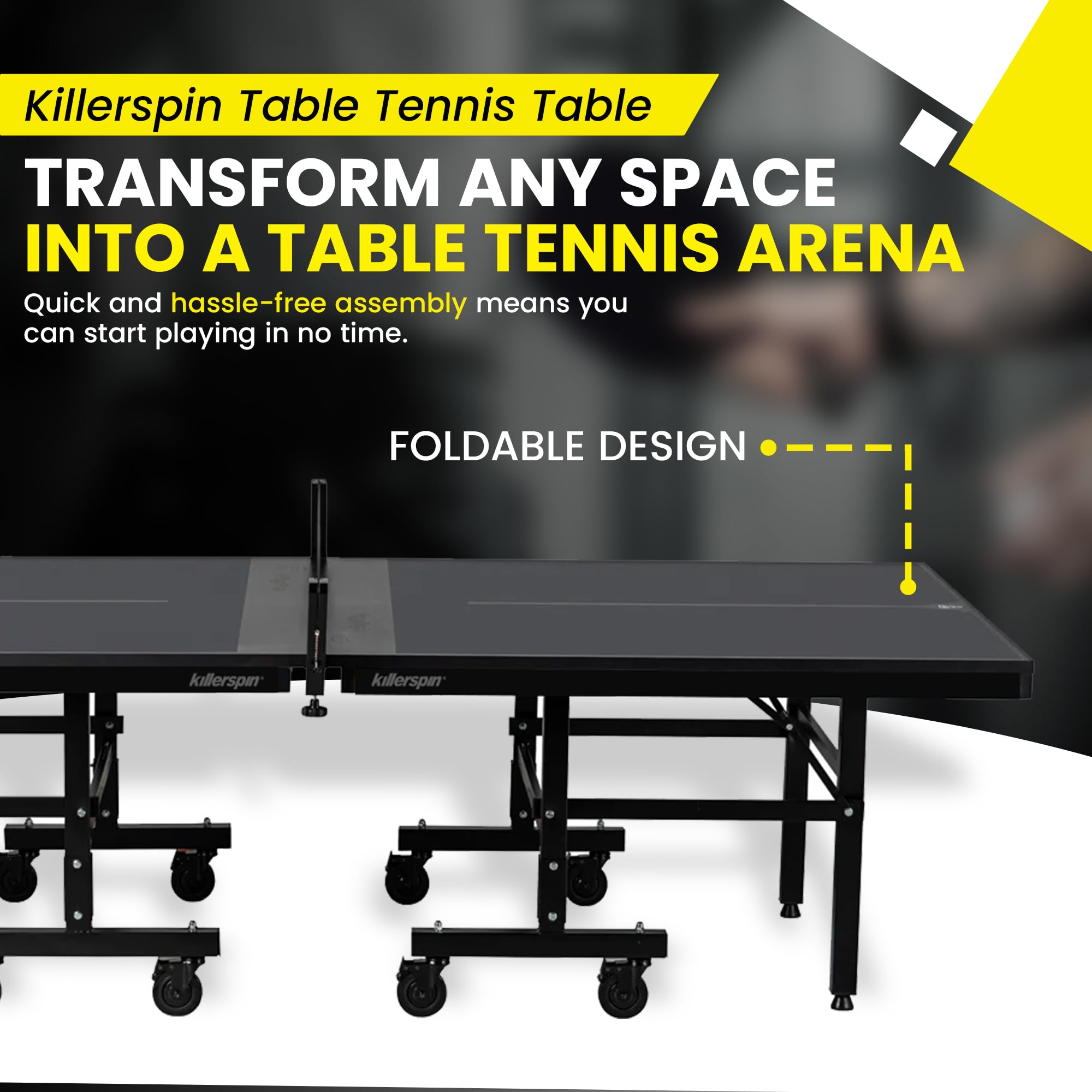 Killerspin Myt 415X Mega, Ping Pong Table, Foldable Table For Table Tennis, Portable Ping Pong Table Set With Built-In Paddle An