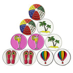 Pinmei Lot Of 10 Golf Ball Markers Assorted Patterns, Soft Enamel Technique, Dia 24.4Mm (Beach Series)