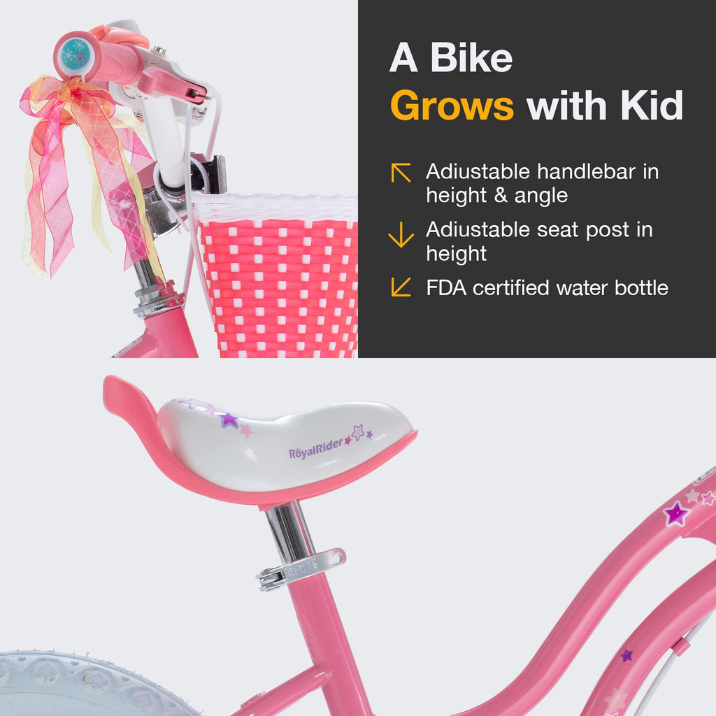 Royalbaby Ez Stargirl Kids Bike,Easy Learn To Biking,18 Inch Bicycle,Beginners Girls Bicycle For Children Ages 5-9 Years, 18'' W