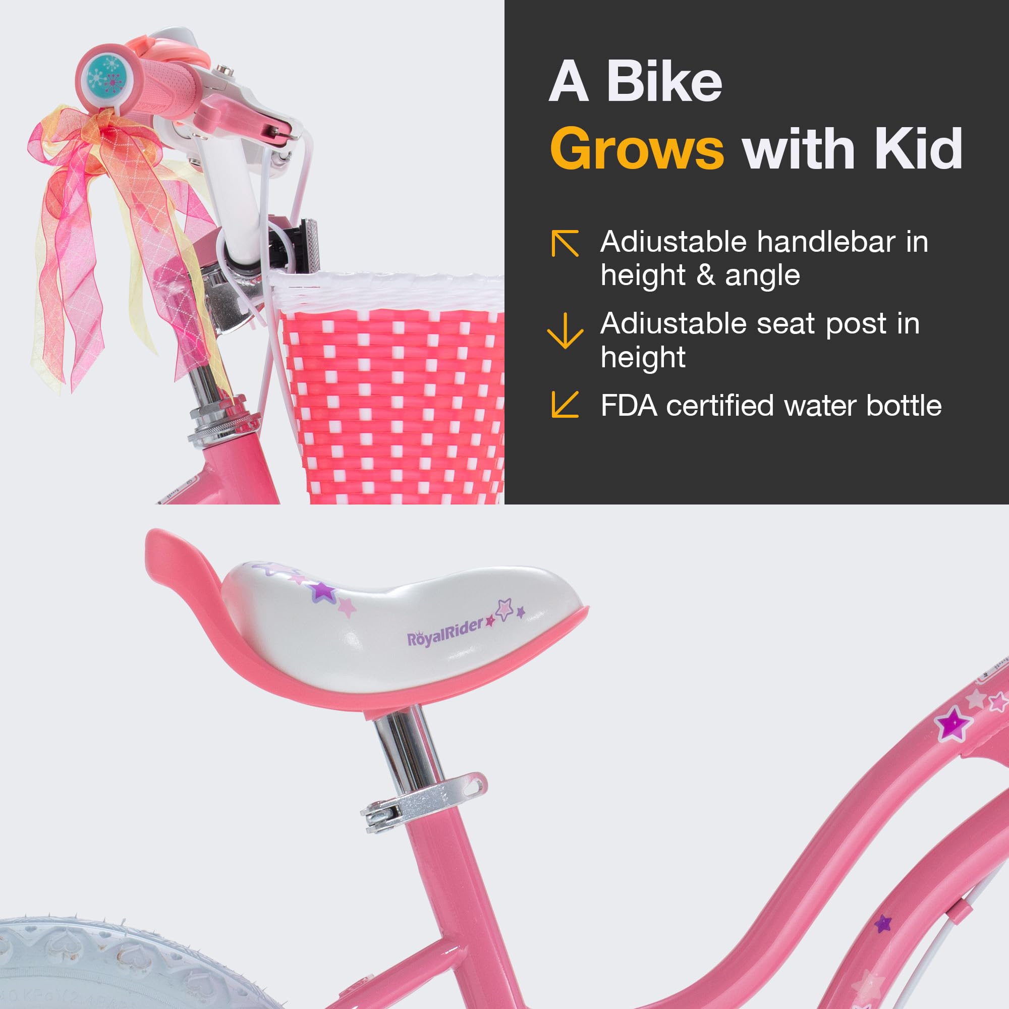 Royalbaby Ez Stargirl Kids Bike,Easy Learn To Biking,18 Inch Bicycle,Beginners Girls Bicycle For Children Ages 5-9 Years, 18'' W