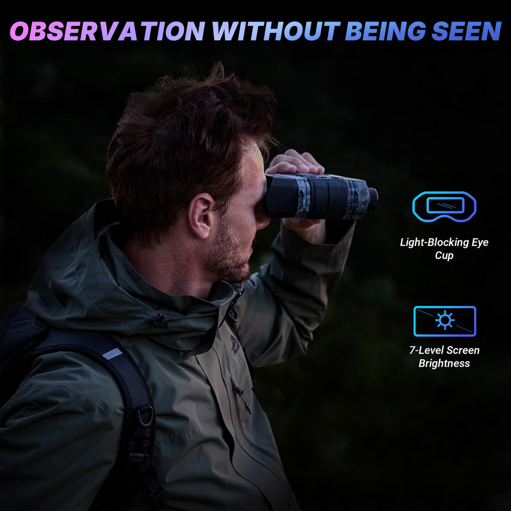 WOSPORTS 4K Night Vision Goggles with 48MP Photo, 3280ft Full Color Vision, 1300ft IR Distance, 3 HD Screen, 10X Optical Zoom, 5