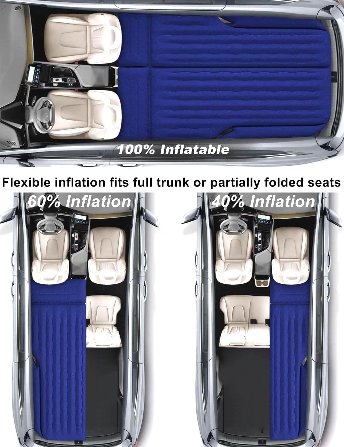 Umbrauto Suv Camping Air Mattress: Inflatable Car Bed For Back Trunk Sleeping With Air Pump, Flocking Surface, Heavy-Duty 210T B