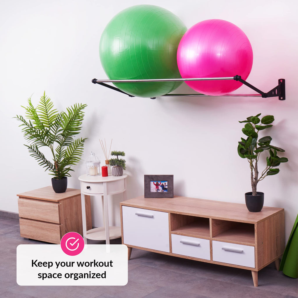 Exercise Ball Holder  Organize Your Space  Wall Mounted Ball Rack  Yoga Ball Holder  Exercise Ball Wall Mount  Fitness Ball Rack