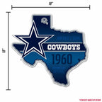 Rico Industries Nfl Dallas Cowboys State Shape Shape Cut Pennant - Home And Living Room D  Cor - Soft Felt Ez To Hang 18X0.10X18