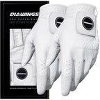Diawings Cabretta Leather Golf Gloves For Men 2 Pack - Professional Mens Golf Glove With Superior Durability, Breathability, Str