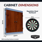 Hathaway Geneva Dartboard And Cabinet Set - Includes 18-In Dartboard, Steel-Tip Darts, Chalk Scoreboards - Perfect For Family Ga