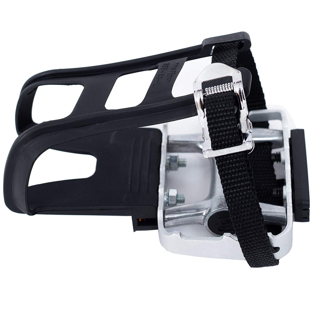 Ybeki Namucuo Bike Pedals With Clips And Straps, For Exercise Bike, Spin Bike And Outdoor Bicycles, 9/16-Inch Spindle Resin/Allo