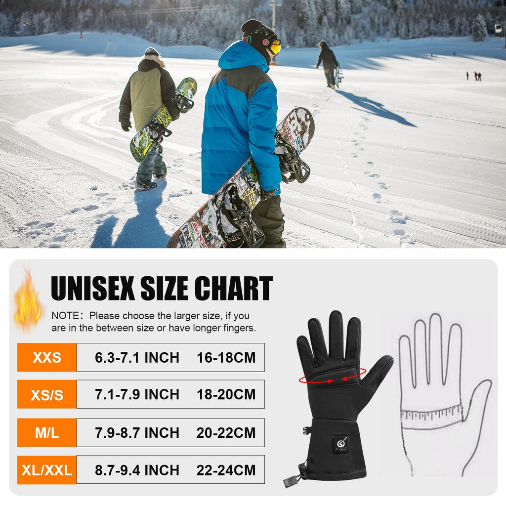 Upgraded Heated Glove Liners For Men Women, Rechargeable Electric Battery Heated Gloves Windproof Winter Glove Liners Thin Glove