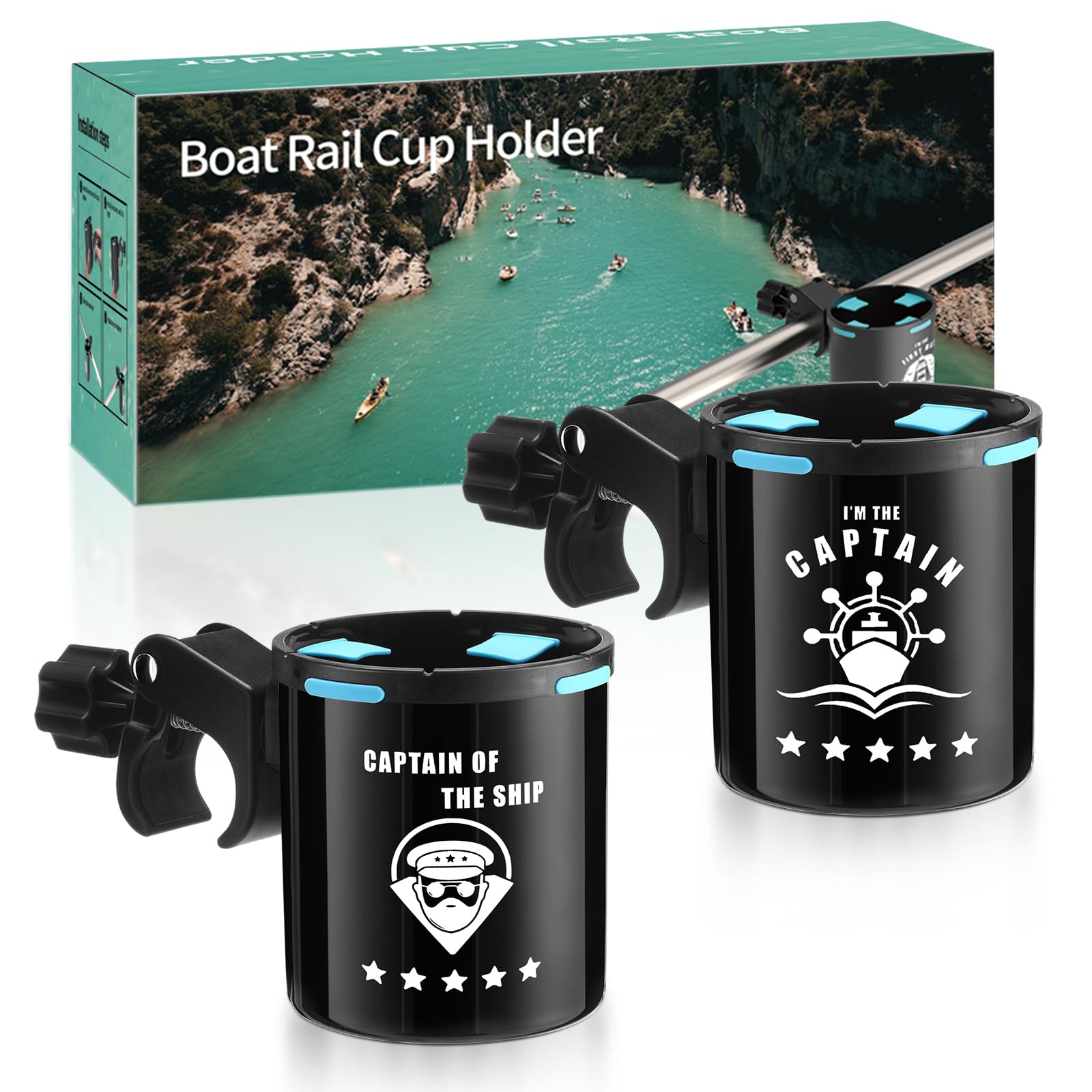 Teenyyou Boat Rail Cup Holder Marine Cup Holders Drink Holder Bass Boat Accessories No Drilling Install on Bimini Top Conver Rai