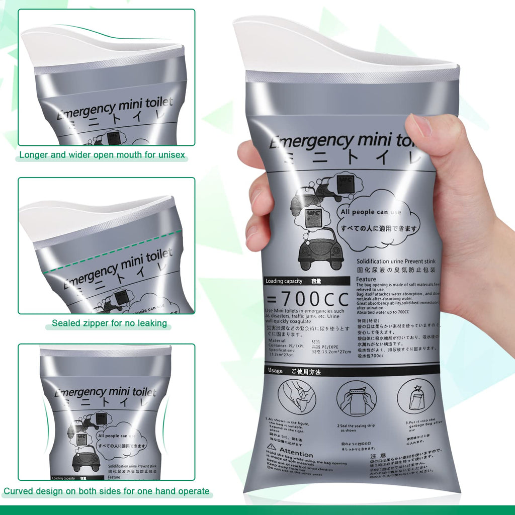 Oumee 12 Pack Disposable Urine Bags, 700Ml Travel Pee Bags Unisex Urinal Bag Vomit Bag For Travel Traffic Jam Emergency Portable