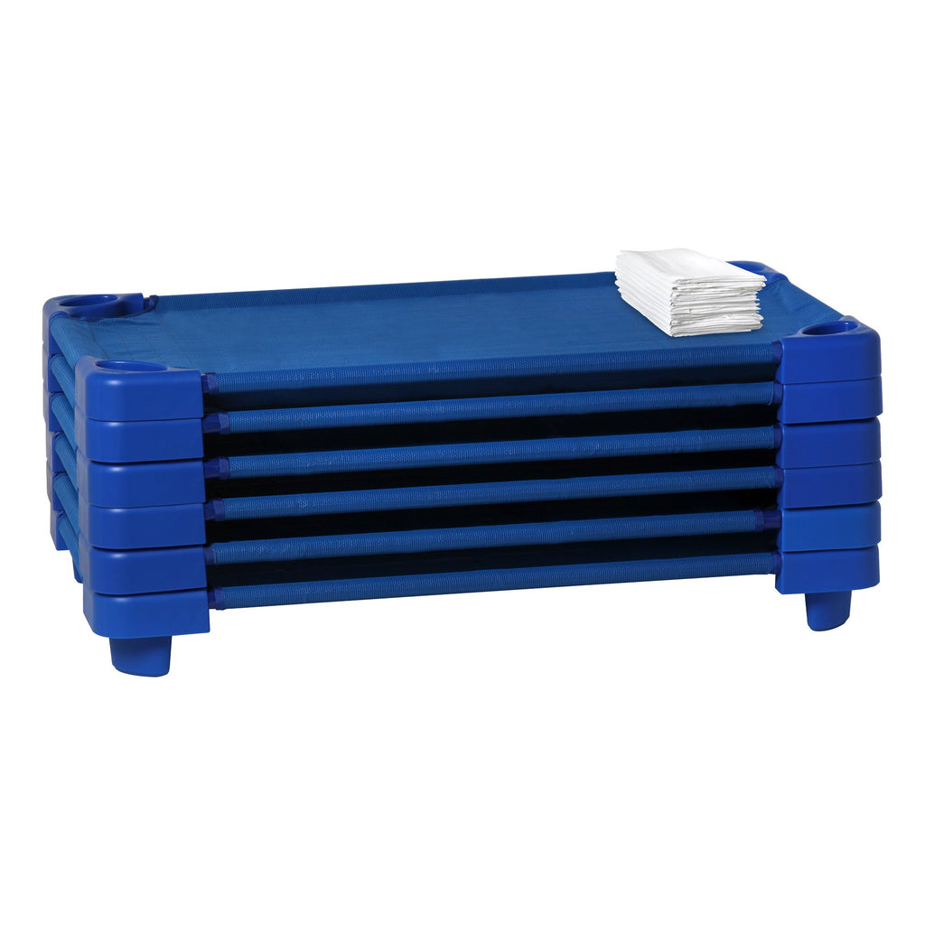 Sprogs Heavy Duty Childrens Standard 52''L Stackable Daycare Cots For Preschool Kids Sleeping, Resting, And Naptime, Spg-021-5-C