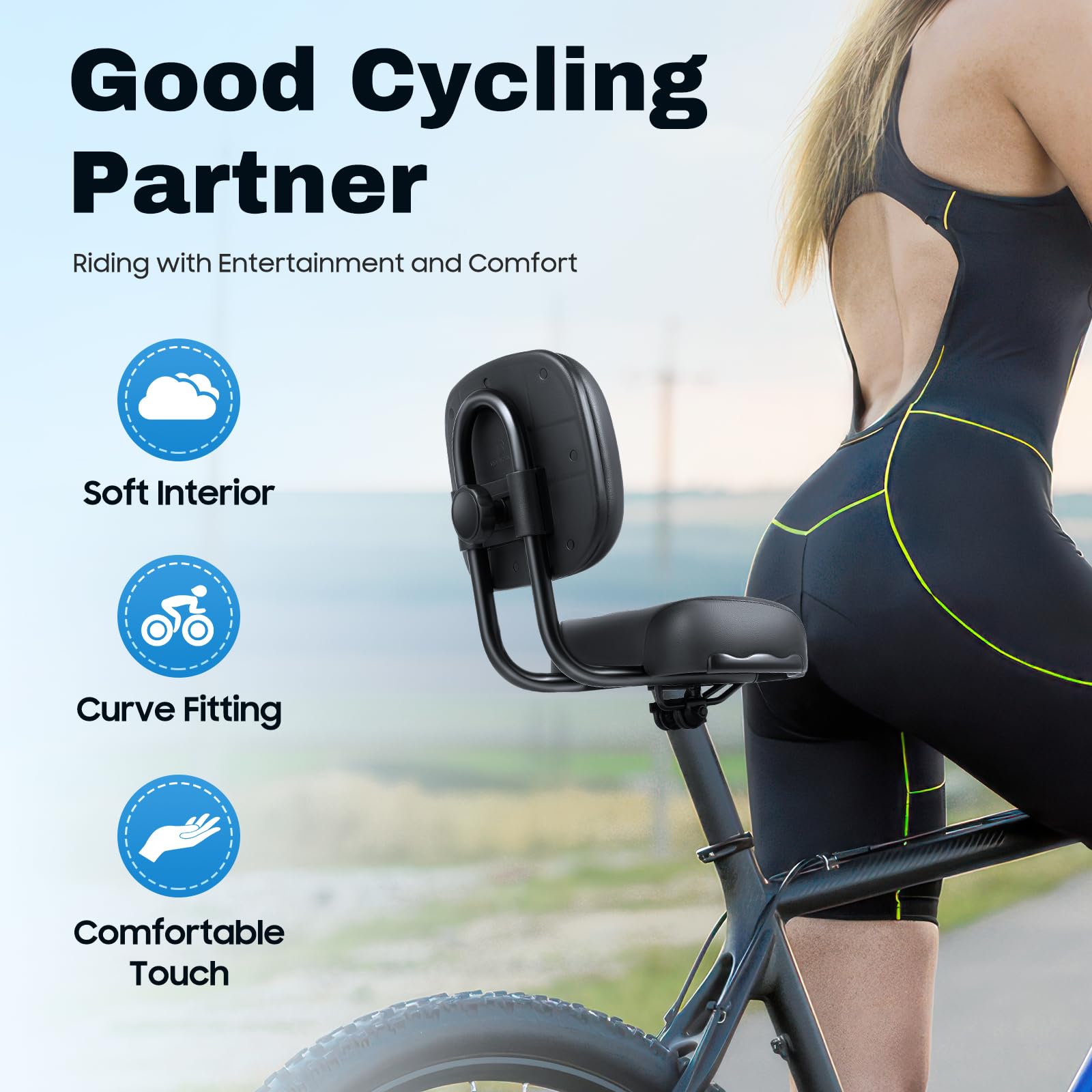 Extra Wide Bike Seat With Backrest And Comfortable Ergonomic Design For Men And Women - Adjustable Height Leather Saddle Pad For