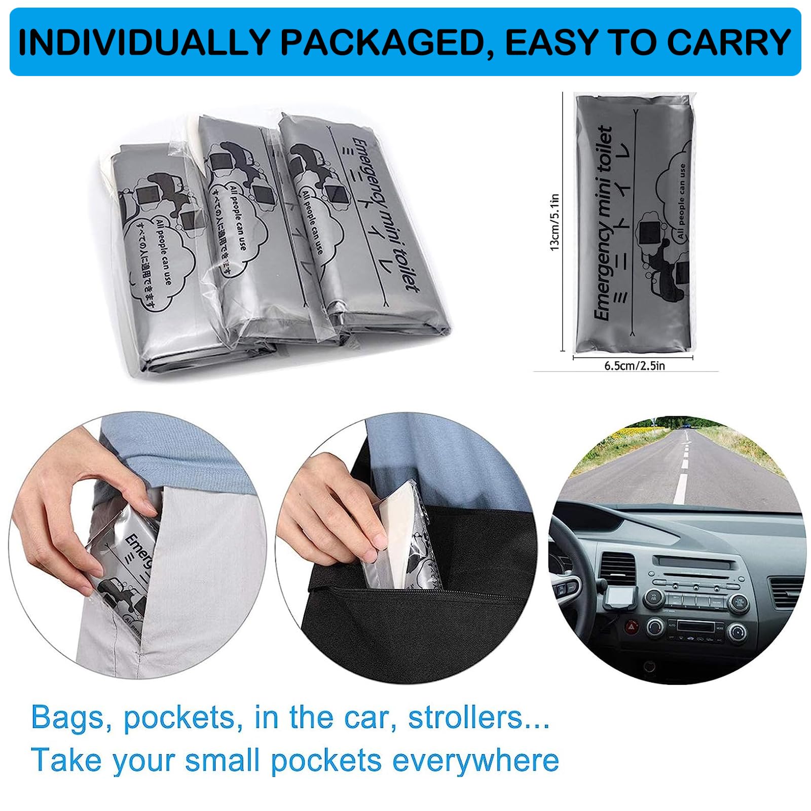 Moodooy Disposable Urinal Bags, 20 Pack Emergency Urine Bags, Portable Camping Pee Bags, Travel Pee Bags, Traffic Jam Emergency