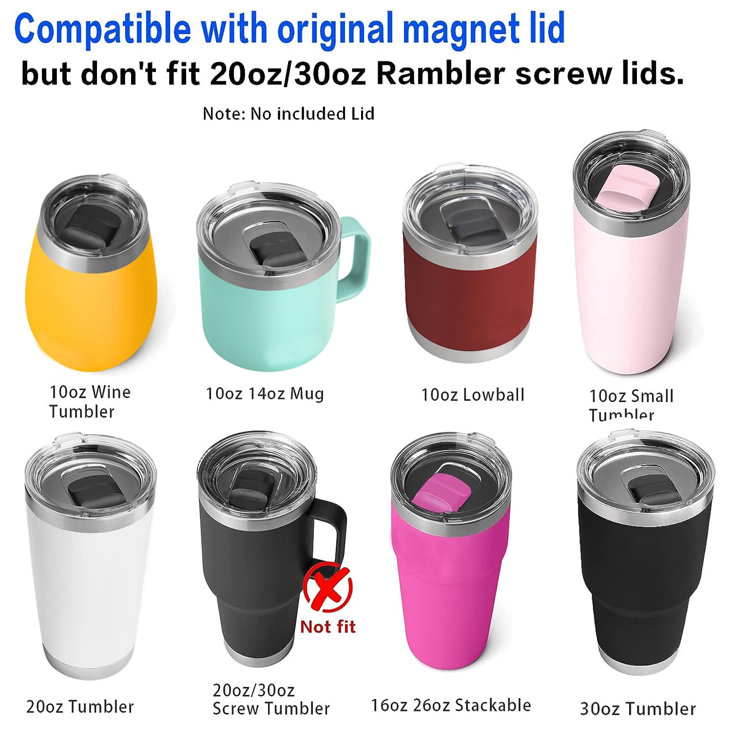 Magnetic Slider Replacement Block, Slider Lid Magnet For Yeti Lids 10 Oz, 14Oz, 16 Oz, 20 Oz, 26 Oz, 30 Oz (Black+Blue)