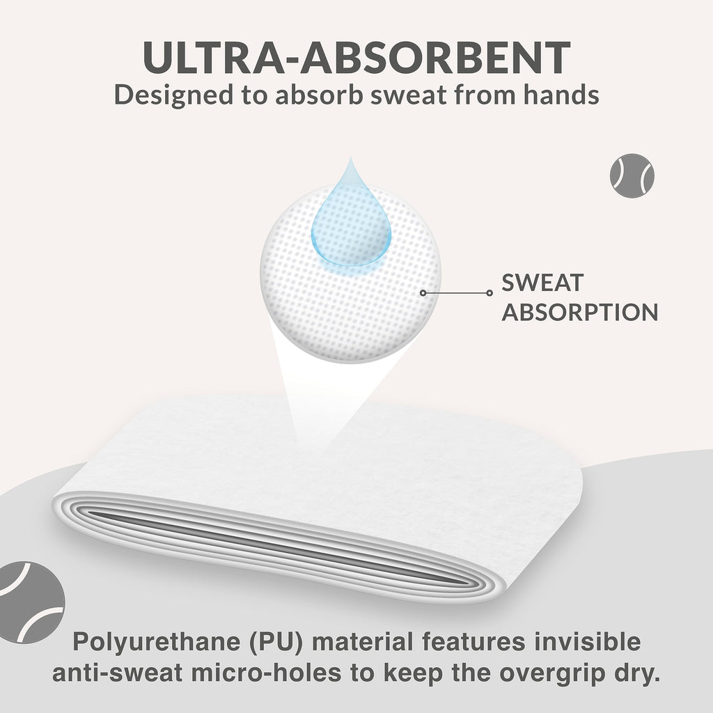 Palbea White Padel Overgrip - Pack Of 12 - Extra Grip & High Sweat Absorption - Non-Slip & Soft Touch - Perfect For Padel, Tenni