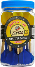Fat Cat Soft Tip Darts 24 Pack, Darts Plastic Tip Dart Set for Electronic Dart Board, 16 Gram Bar Darts with Storage Jar, Nickel