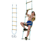 Trelines 7' Wooden Climbing Rope Ladder - The Ultimate Kids' Ninja Warrior Obstacle Course Accessory - Perfect For Enhancing A N