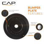 Cap Barbell Better Olympic Bumper Plate, Black, 35 Lb Single