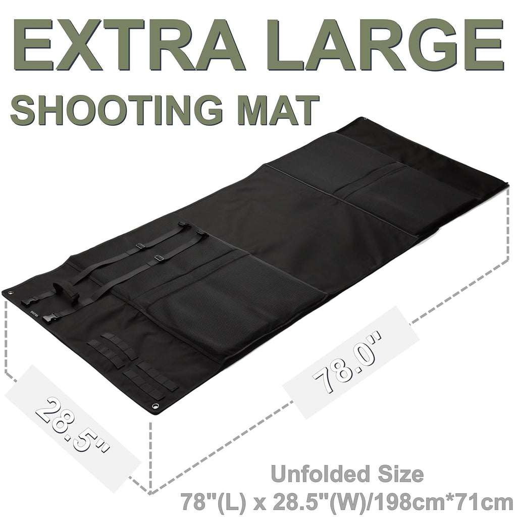 Deyace Shooting Mats Prone Padded, Extra Large Portable Roll Up Shooting Padded Mat For Range Shooting And Hunting (Black)