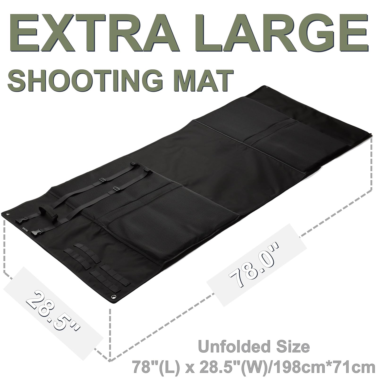 Deyace Shooting Mats Prone Padded, Extra Large Portable Roll Up Shooting Padded Mat For Range Shooting And Hunting (Black)
