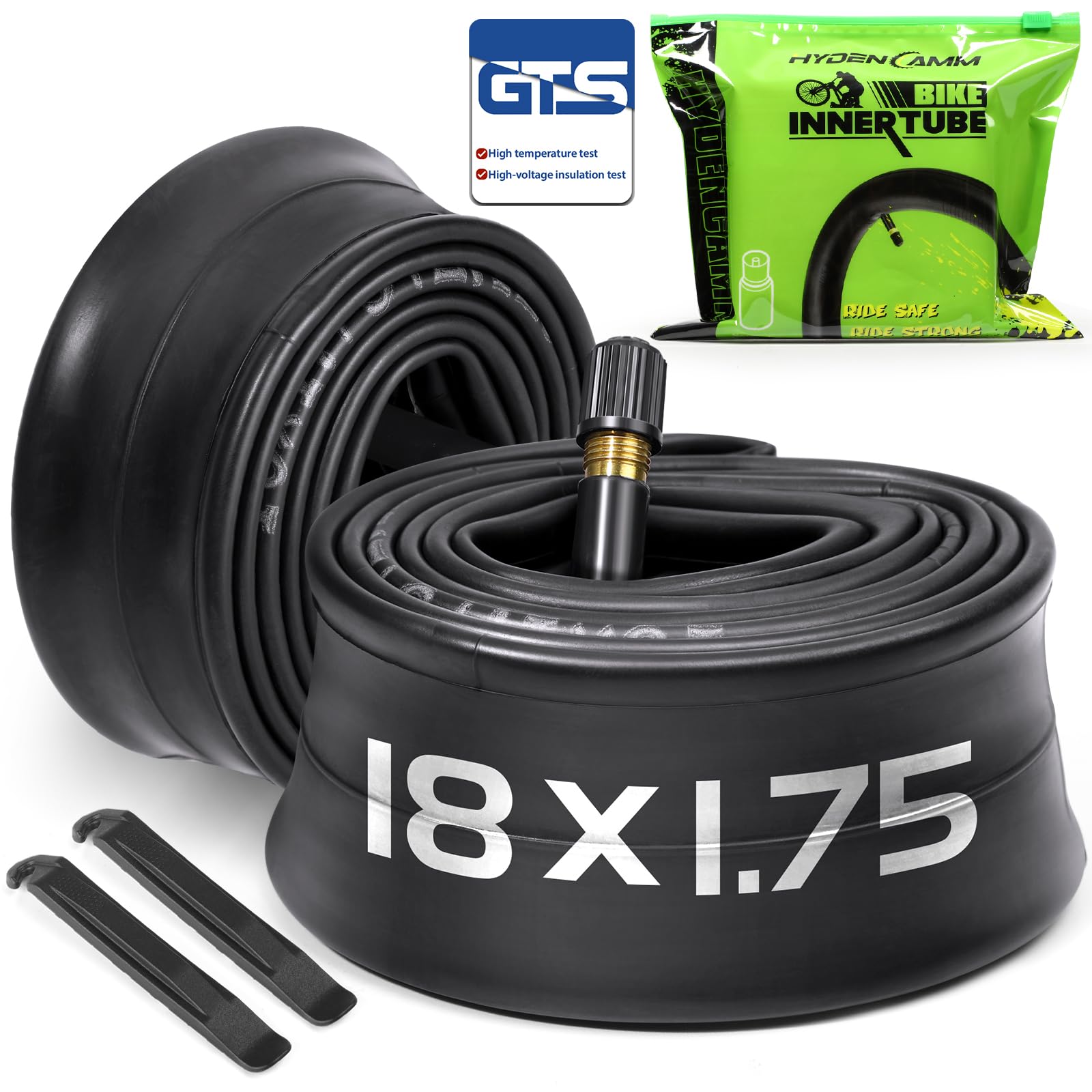 Hydencamm 2 Pack 18 Inch Bike Tube Fit 1.75/1.95/2.125 with 32mm Schrader Valve, 18x1.95 Bicycle Tube with 2PCS Levers, 18x2.125