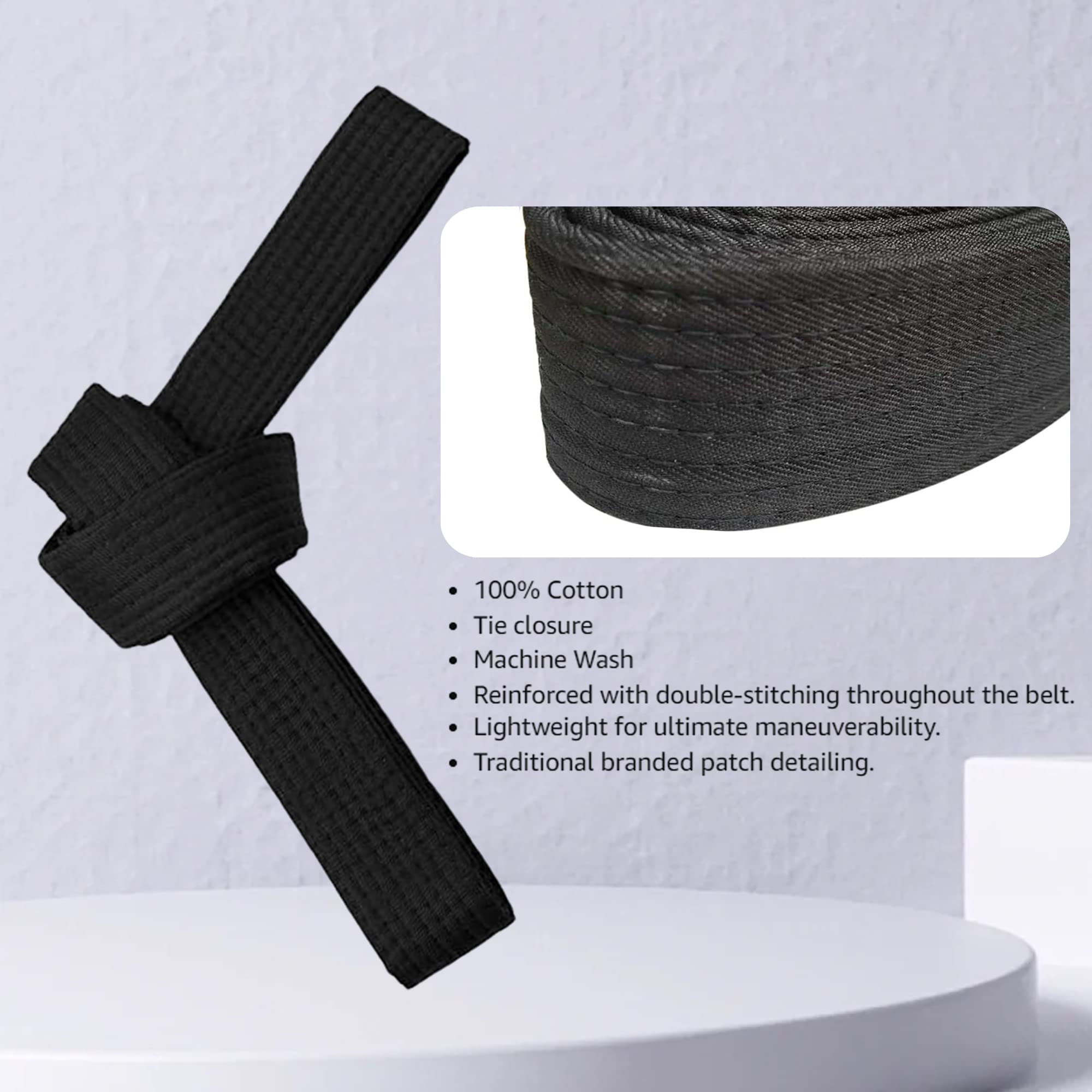Hithop 8.6Ft Long Soft Black Belt For Martial Arts Karate Taekwondo Judo